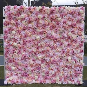 Fiori decorativi Rosa 3D Sfondo di stoffa Fiore Simulazione della parete Decorazione della festa nuziale Sfondo per interni all'aperto