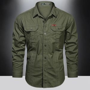 Herren-Freizeithemden, Frachthemd, Herren, langärmelig, lässige Baumwollhemden, hochwertige Camisa Militar-Overshirt, Markenkleidung, schwarze Blusen, 5XL, 231124