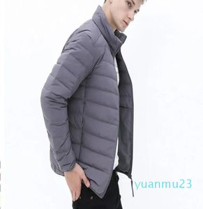 Мужская короткая тонкая пуховая куртка для йоги, однотонное пальто-пуховик, спортивное зимнее пальто