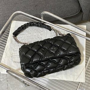 Damen Designer Classic Puff Underarm Quilted Bags Vintage Aged Silver Chain Shoulder Large Capacity Outdoor Sacoche Luxury Handbags 26CM