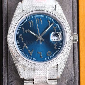 reloj Rolesx Diamond Watch Mens Relógios Ice Blue Dial Relógio de pulso mecânico automático 40mm Safira Pulseira de aço inoxidável Design à prova d'água Relógios de pulso