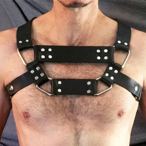 Cintos homens arnês sexy cinta falsa couro ajustável cinturão de cinto de tórax boate festa da boate