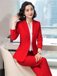 Garnitury damskie Blazery Pant Pant Suits ol 2 -częściowy zestaw dla kobiet w kombinezonie biznesowym Zestaw Slim Blazer i Pencil Pant Office Lady Suit Spring 230426