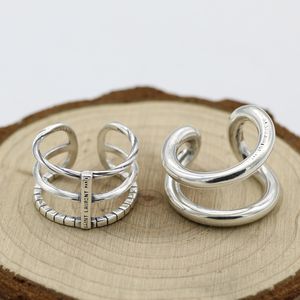 S925 Sterling Silver Ring Couple Fashion Classic Double Layer Ring Female Creative Personality Tailfinger Opening Sweet Simple Jewelry
