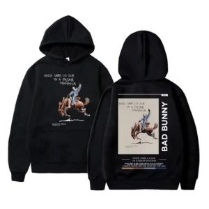 Kötü Bunny Nadie Sabe Lo Que Va A Pasar Manana Madişi Komik Hoodie Hip Hop Grafik Sweatshirt Unisex Street Giyim Harajuku Takip