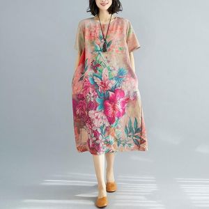 Abiti in chiffon a maniche corte abiti floreali vintage per donna casual sciolto lungo abito estivo da sole abiti eleganti 2022 prendisole