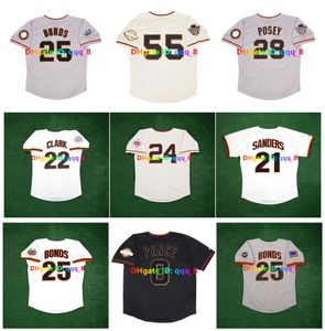 Barry Bonds 2010 2002 World Series SF Giants Throwback Baseball Jersey Tim Lincum Buster Posey Madison Bumgarner Willie Mays Deion Sanders Crawford Size S-4XL