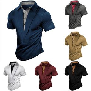 Mäns T -skjortor Mens stora och höga tee för män överdimensionerade sommarmän utomhus vintage casual skjorta stående nacke korta tips