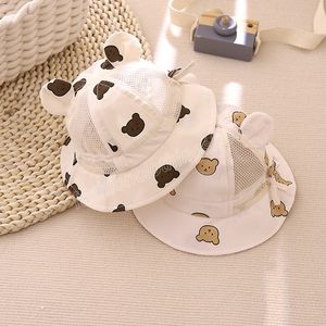 Summer Baby Hat Cute Bear Ear Thin Cotton Bucket Hat for Boy Girl Newborn Toddler Outdoor Beach Panama Cap