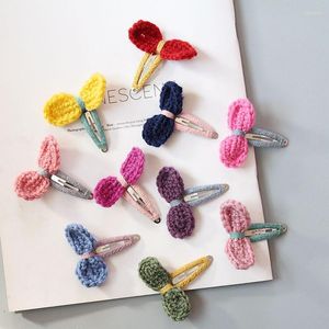 Hår tillbehör boutique ins 20st mode söt virkning bow barrettes hårnålar sollid mini bowtie snap clips huvudkläder