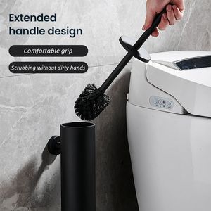 Toalettborstar Hållare Svart toalettborste wc väggmontering rengöringsborste för toalett rostfritt stål badrumstillbehör WB8705 231124