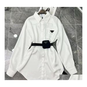 Women'S Blouses Shirts Sashes Blouse For Womens Designers Triangle Letter Tops Quality Chiffon Sexy Coat With Waist Bag Sml Drop D Dhvr2