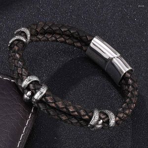 Charm Armbänder Schmuck für Männer Frauen geflochtenes Lederarmband Edelstahl Dragon Claw Magnetverschluss Armreifen Punk Armband FR0249H