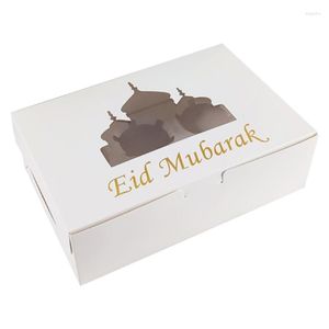 Confezione regalo Eid Mubarak Cupcake Box Imballaggio Organizzazione Accessorio per la casa Per Festival Party A0KE