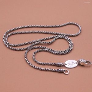 Chains Real 925 Sterling Silver Necklace Men's 2mm Width Rope Link Vintage Jewelry 24inch