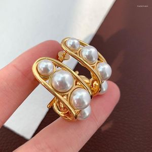 Studörhängen Europe America Designer Brand Large Small Pearl C Formed 18K Gold Women Party Luxury Trend smycken Tillbehör