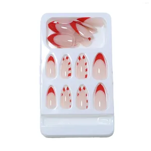 False Nails French Fake Nail For Women Christmas Red Winter -Length Artificial Extension Suit Matching