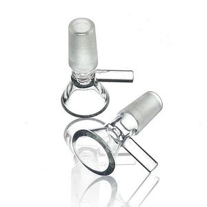 Neuestes Glas transparentes Rauchen 14MM 18MM männliches Gelenk trockenes Kraut Tabakfilter Trichter Anti-Rutsch-Griff Schüssel Ölplattformen Wasserpfeife Bong DownStem Zigarettenspitze