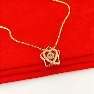 Women Pendant Chain with Star Heart Design 18k Gold Color Fashion Girls Bling Iced Out Micro Cubic Zircon Inlaid Jewelry Gift