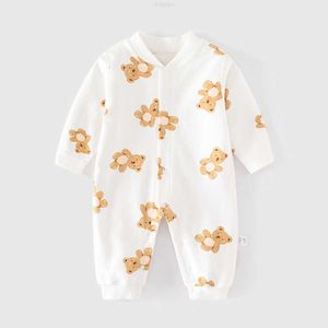 Kläder sätter baby jumpsuit vår och hösten ren bomull nyfödda kläder sommarpyjamas botten skjorta för pojkar flickor under alla årstider