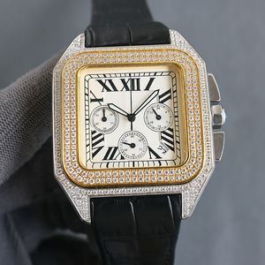 Shinny męskie 45 mm automatyczny mechaniczny zegarek Sapphire ze stali nierdzewnej skórzany pasek Wodoodporny