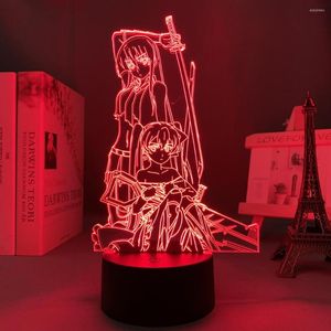 Luzes noturnas anime LED LED AKAME GA Kill for Kids Bedroom decoração Nightlight Birthday Gift Room Decor Desk 3D Lamp Manga