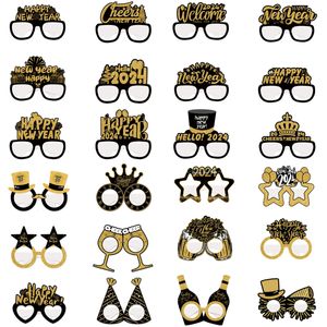 Toilet Seat Covers 2024 Happy Year Eyeglasses Glitter Party paper Glasses P o Prop Celebration Favor for Years Eve decors 231124