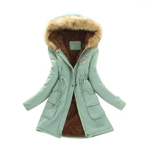 Women's Jackets Letter Printed Hooded Warm Parka Padded Casual Thickened Big Pocket Down Coats Overcoat Solid Color Fleece