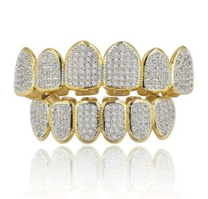 Hip Hop Jewelry Mens Diamond Grillz Teeth Forme Scarms Gold Iced Out Grills Men Fashion Association 9946660