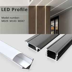 50 cm LED -strip Light Aluminium Profile Channel Silvery Black Diffuser PC Cover för 8mm/10mm/12mm bar skåp Linjär lampdekor