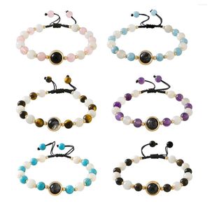 Strand Trendy Sweet White Moonlight Crystal Tiger Eye Bracelets de pedra natural pulseira de corda trançada ajustável para mulheres joias de sorte