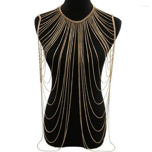 Kedjor RJS30 Gold Neck Shoulder Body Jewelry Unika toppdräkt 2 färger
