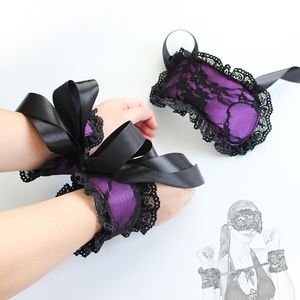 Adult Toys 2Pcsset Lace Erotic Handcuffs Ankle Cuff Restraints Blindfold Eye Mask BDSM Fetish Slave Adult Sex Toys For Couples Gag Games 230426