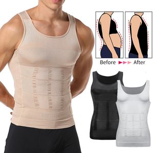 Midja mage shaper herr bantning kropp väst skjorta abs buken smal gymträningskontroll kompressionstank topp ärmlös formad 230425
