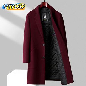 Herrjackor Röd vår Winter Wool Woolen Long Trench Coat Windbreaker Jacket för män Överrock ner koreanska höstkläder 2023 231124