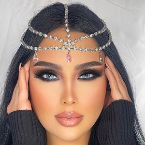 Fasce Accessori di vendita caldi Catena per capelli con strass a rete Temperamento esagerato Accessori per capelli con diamanti pieni multistrato Catena per capelli Europa e America