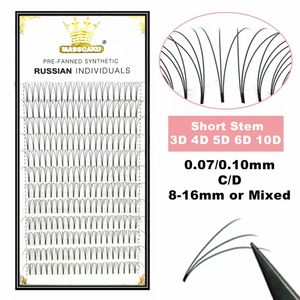 Makeup Tools Masscaku Lashes Premade Wide Fans 3D4D5D6D10D20D Kort stam Rysk volym Professional Eyelash Extensions Faux Mink 230425