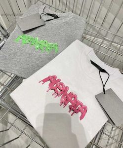 Baby Colorful graffiti T-shirts Short Sleeve Tees Tops Kids Boys Girls Children Casual Letter Embroidery Pattern Pullover 100-140cm White Gray Color Age 1-10T