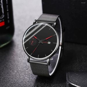 Armbanduhren Herrenuhren Minimalistisch Kalender Mode Ultradünn Schlicht Herren Business Edelstahl Meshband Sportuhr Relogio