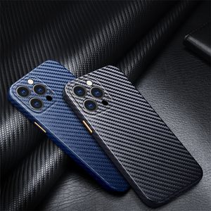 Fashion Carbon Fiber Vogue Phone Case für iPhone 14 13 12 11 Pro Max XR XS 7 8 Plus SE2 SE3 Langlebig, schlank, vollständiger Schutz, weicher Stoßfänger, echtes Leder, Rückseite, stoßfest