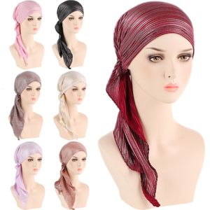 Hijabs Elastic Solid Color Pretied Hijab Обертывание шляпы шляпы мусульманский тюрбан для женщин Внутренняя шляпа Мода Женские турбанты Кэпки 230426