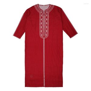 Abbigliamento etnico 517D Abito islamico da uomo a maniche lunghe musulmano Thobe Medio Oriente Abito arabo saudita Abito vintage Dubai Robes Camicia Costume