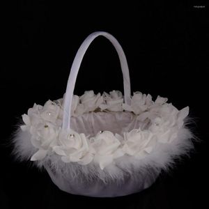 Декоративные цветы Bowknot rose Party Basket Flower Girl Свадебная ткань шелк для дома декор