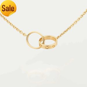 High Edition Klasik Tasarım Kolye Aşk Kolye Kadın Kızlar için Çift Döngü Charms 18 k altın S925 gümüş Düğün Takı Collares Collier