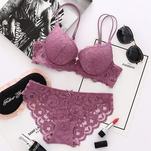 Bras Sets Japanese Style Lingerie Set Comfort Underwear Lace Thin Screw Thread Push Up Bra Set beauty back Big Size Women Bra Panties Set 230426