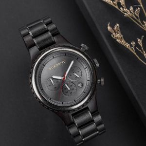 Armbandsur Bobo Bird Retro Watch for Men Top Sports Quartz 2023 Träklockor Kronograf Wristwatch Relogio Masculino