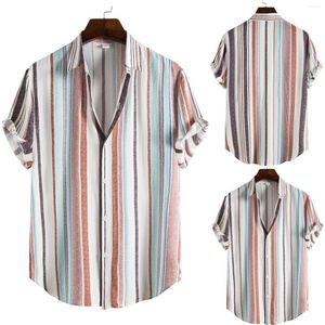 Herren Freizeithemden Druck T-Shirt Herren Ärmel Mode kurzes Hemd Ethnische Bluse Hawaiian Men Mock Neck