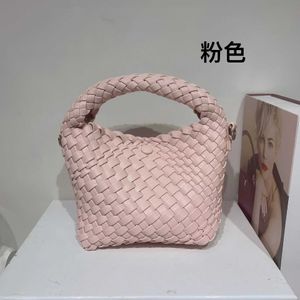 Shoulder Bags 2023 Summer New Women s Soft Leather Mini Woven Water Bucket Solid Hand Carrying Wrist One Crossbody 230426