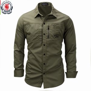 Men's Casual Shirts Fredd Marshall Fashion Military Shirt Long Sleeve Multi-pocket Casual Shirts Brand Clothes Army Green Camisa Masculina 117 231124