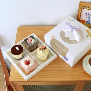 Gift Wrap LBSISI Life 5pcs Mousse Cake Musavat Paper Packing Box With Handle Afternoon Tea Pastry Baking Birthday Wedding